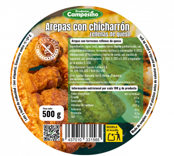 Arepas con chicharrón rellenas de queso